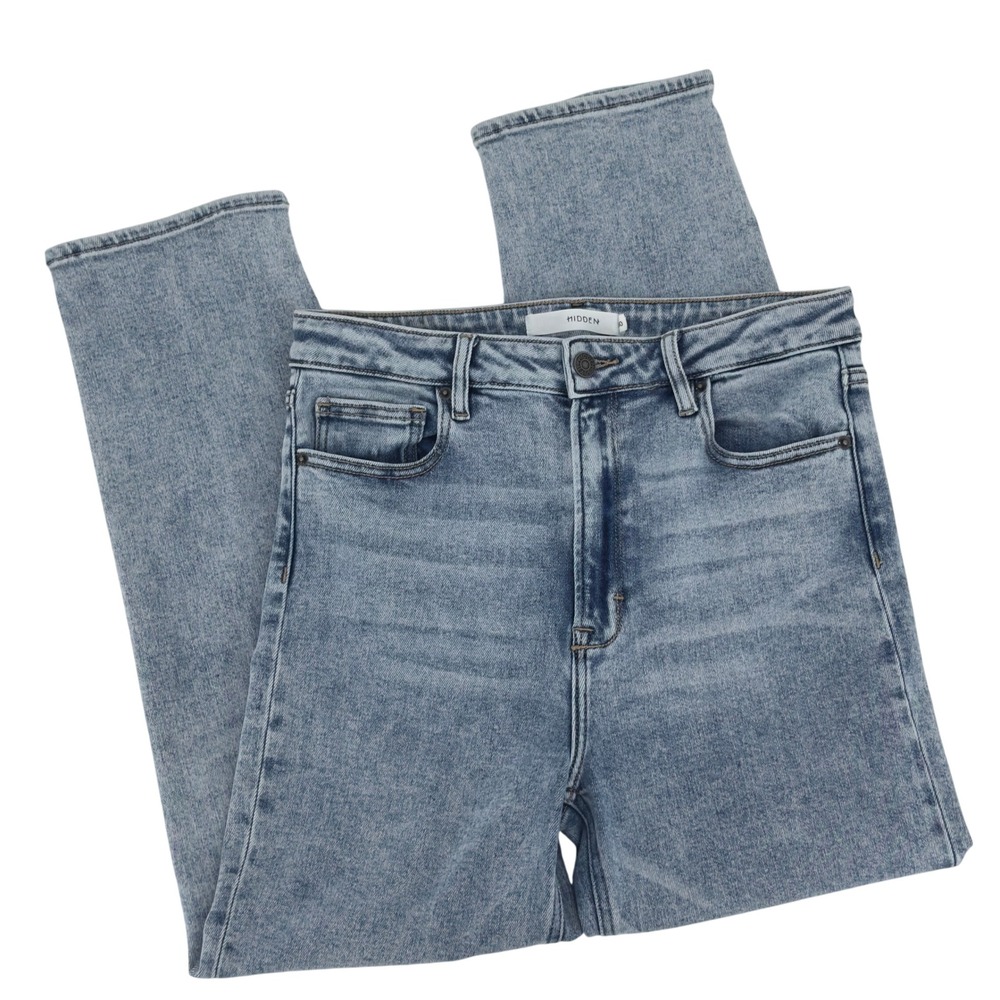 Hidden High‎ Rise Acid Wash Straight Ankle Jeans Light Blue Size 30